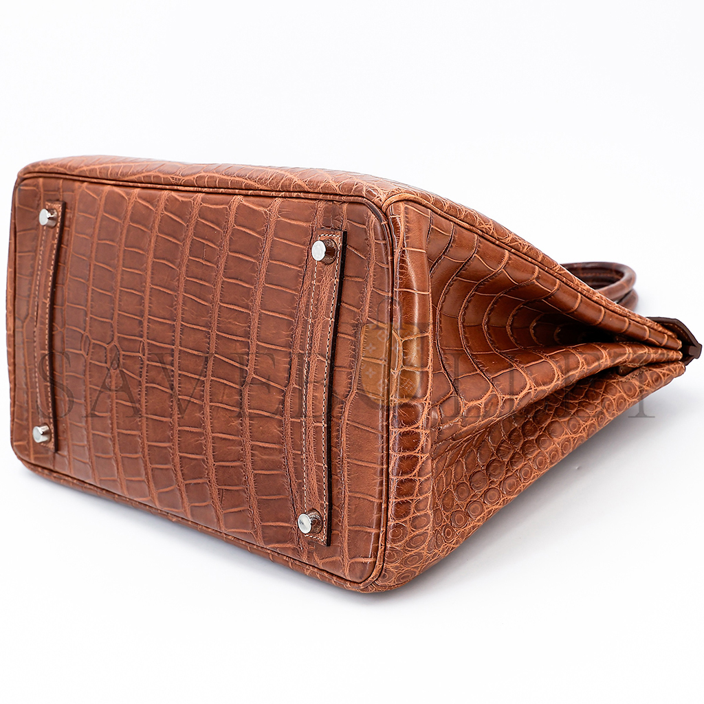 h**mes master birkin 35 crocodile leather G01den brown gold buckle h041367ck02 (35*28*18cm)